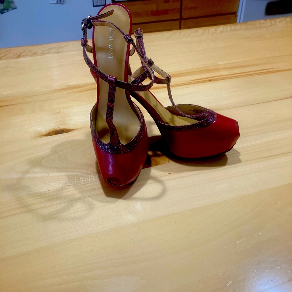 Nine West Red Snake skin heels